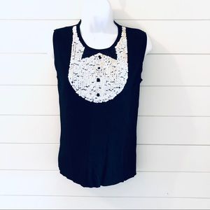 Lucia Burns Sequined Tuxedo Tank Top